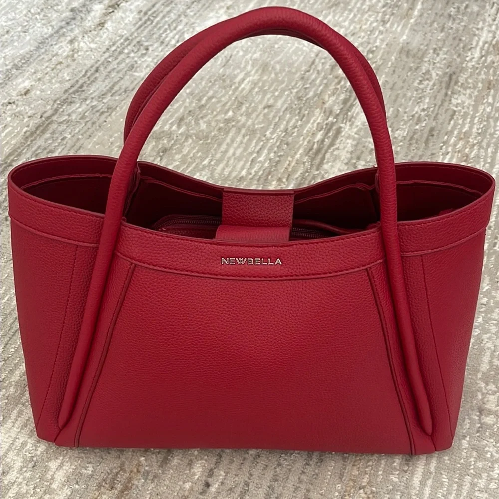 Red NEWBELLA Vegan Leather Tote Bag Shoulder Bag Handbag with Matching Purse - Picture 2 of 11